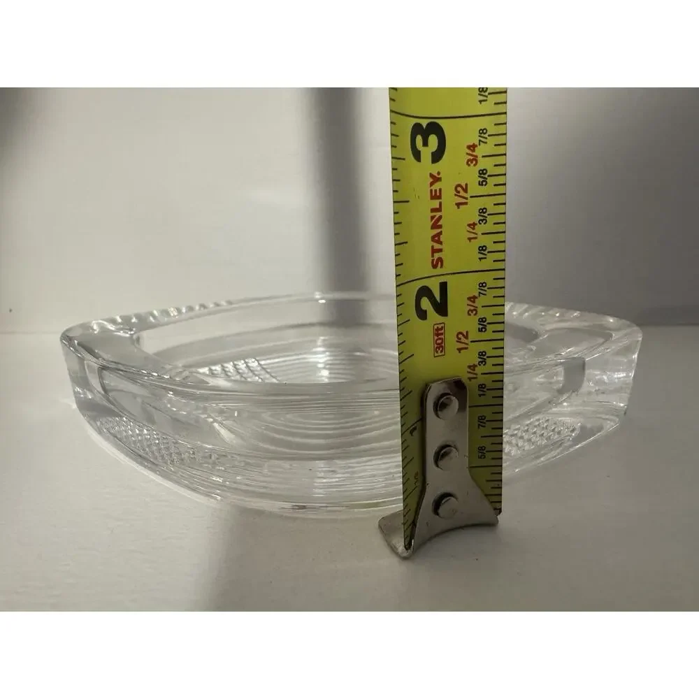 Vintage Art Deco Clear Thick Solid Glass Trinket Dish Ashtray